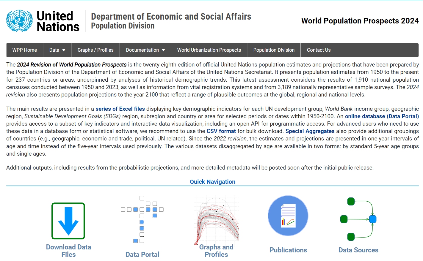 World Population Prospects