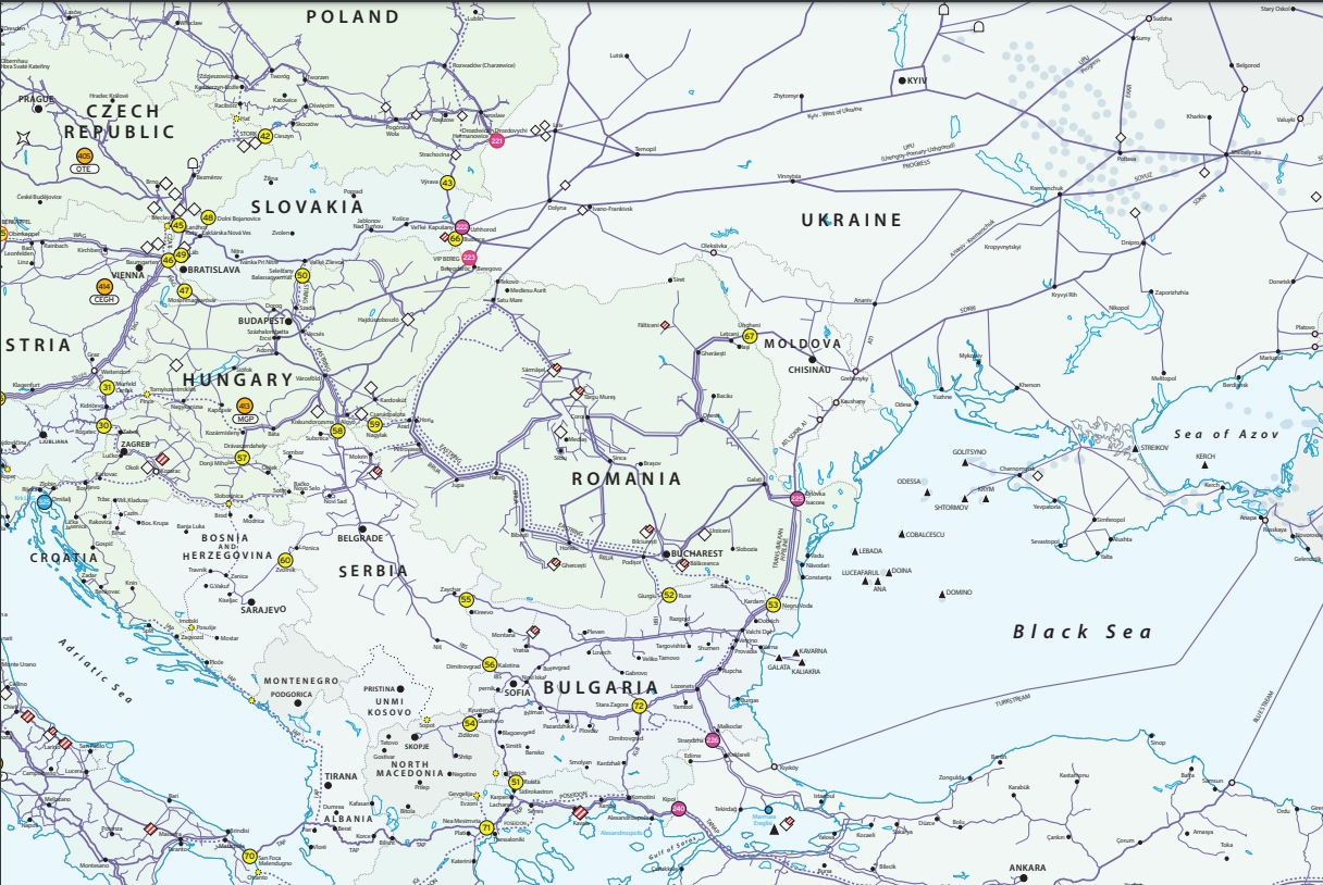 Fragment from Entsog. Gas Infrastructure Europe. System Capacity Map