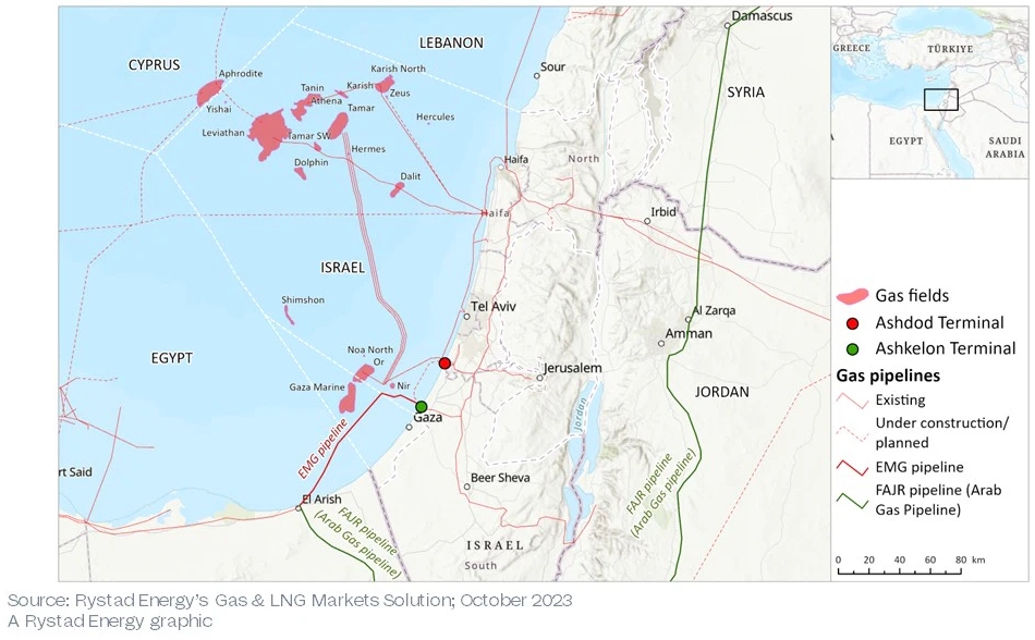 Israeli Natural Gas Production Fields and Pipelines