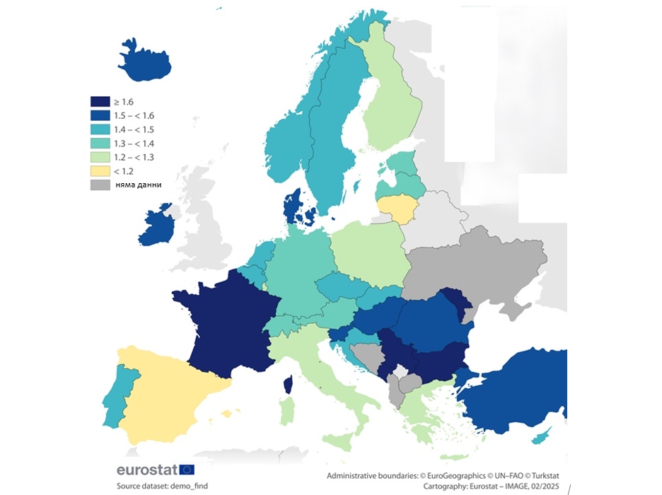 TFR in the Euroepan Countries in 2023