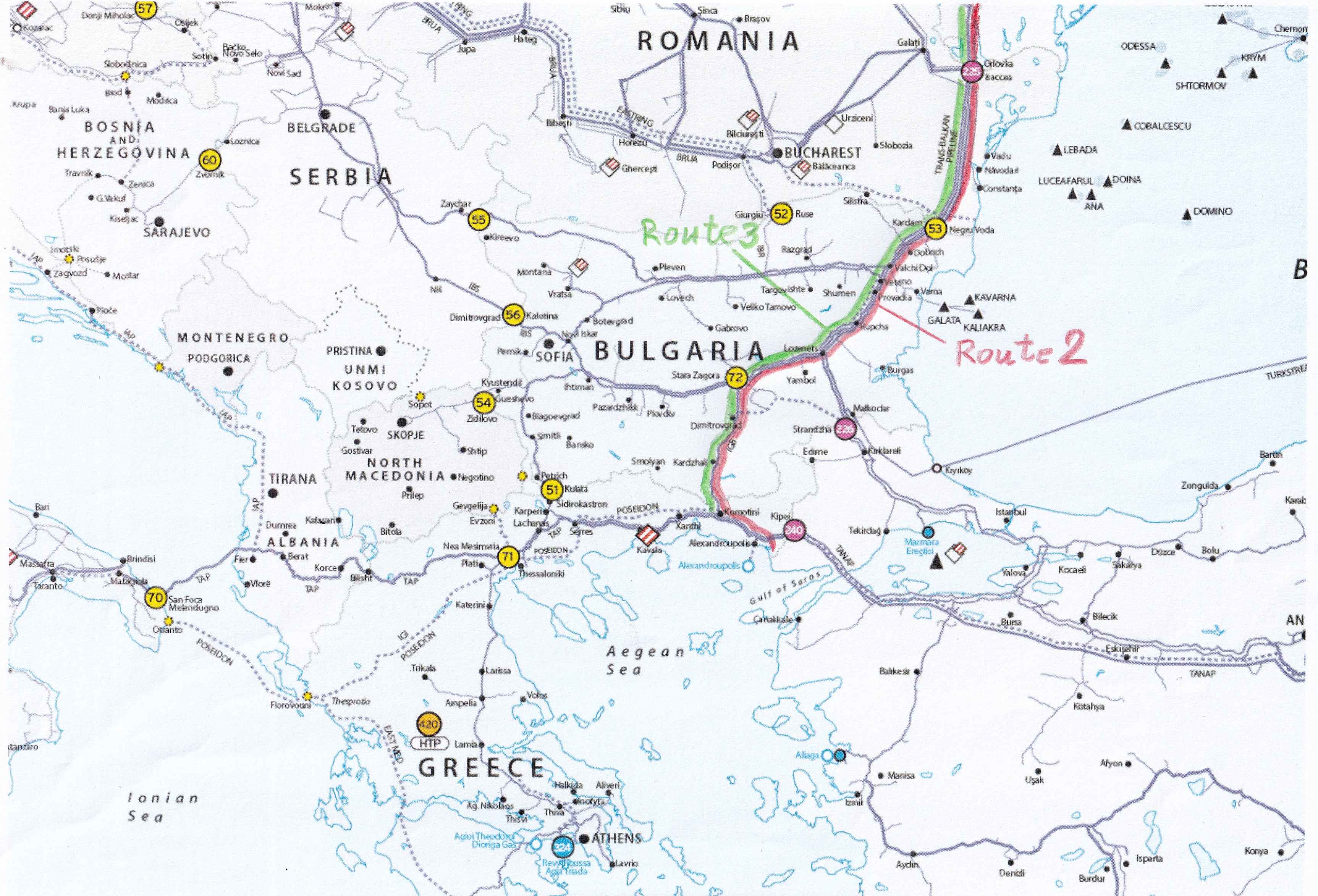 Routes 2 and 3 of Azrbaijani natural gas to Ukraine